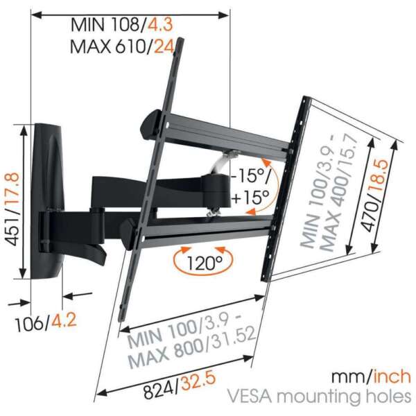 Стойка за телевизор за стена Vogel's WALL 3450 за 55-100" TV - Image 6