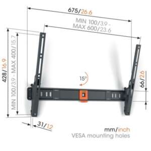 Стойка за телевизор за стена Vogel's TVM 1613 за 40-77" TV, с наклон до 15°, черна