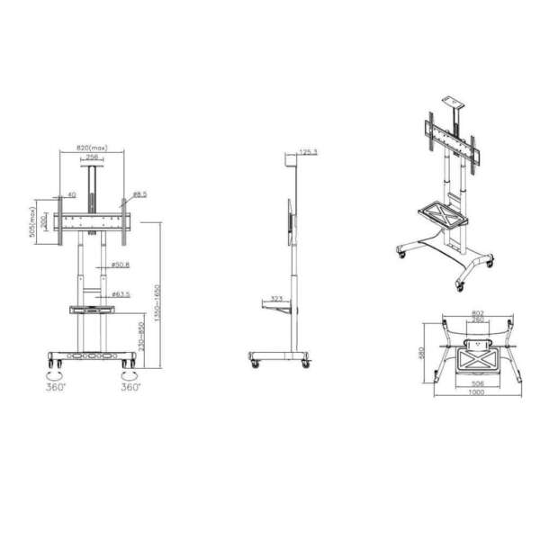 Стойка за телевизор за под Multibrackets MB4627 с колела за 55"-80" TV - Image 6