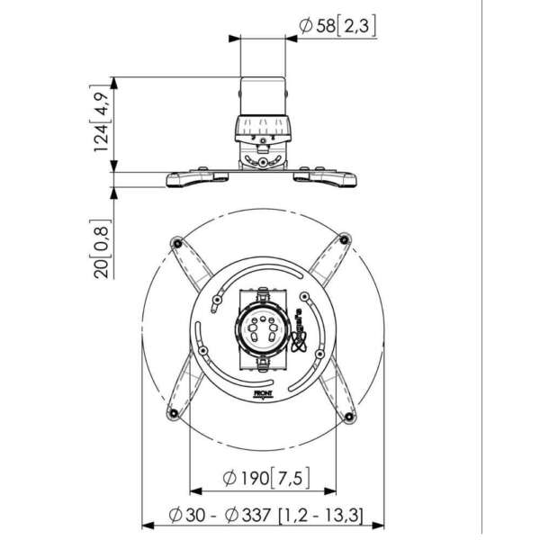 Стойка за проектор до 15 кг. Vogel's PPC 1500 за таван, 14,4 см., сребриста - Image 3