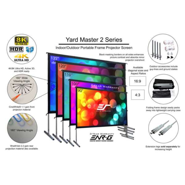Преносим екран със сгъваема рамка Elite Screen Yard Master 2 OMS100H2 - Image 7
